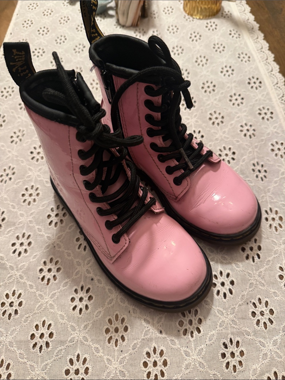 Dr. Martins Kids Pink Lace-Up Combat Boots